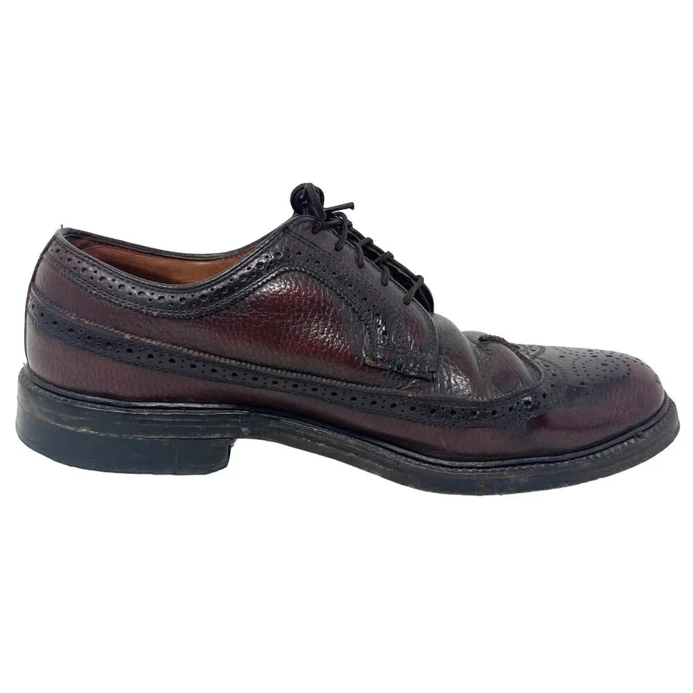 Florsheim Vintage Wingtip Dark Burgundy Brown‎ Leather Longwing V Cleat Size 10D